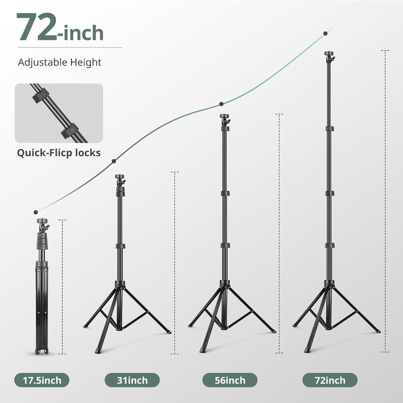 Sensyne 72" Phone Tripod, Extendable Cell Phone Tripod Stand, Selfie Stick with Wireless Remote and Phone Holder, Compatible with iPhone Android Phone, Camera - Image 4